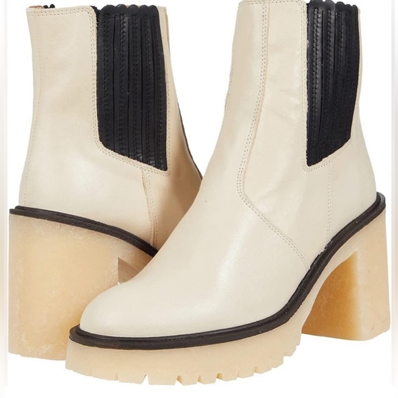 NWT Free People James Chelsea chunky white leather ankle boots size 49 US size 9 - Picture 2 of 8